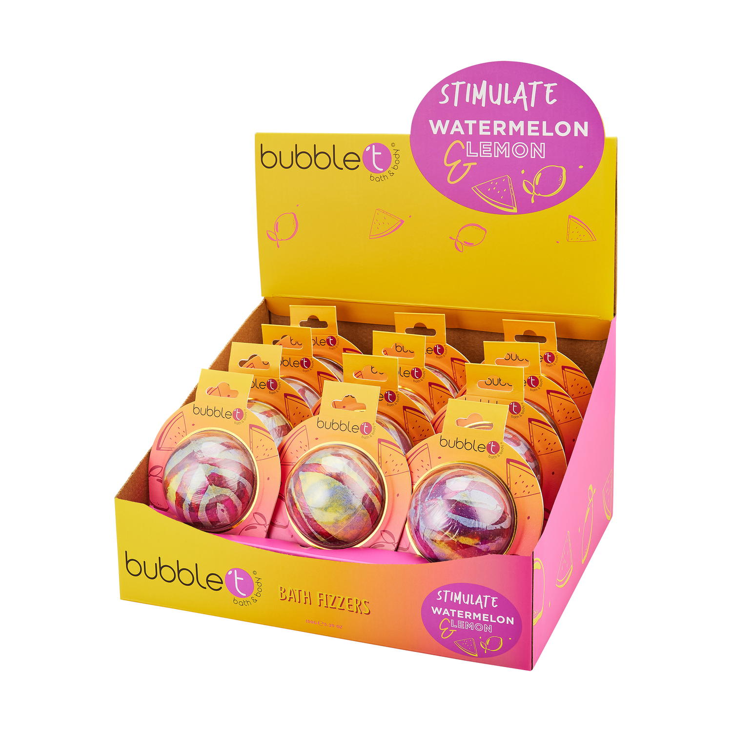 BUBBLE T Bath Fizzer Stimulate Watermelon & Lemon 150g