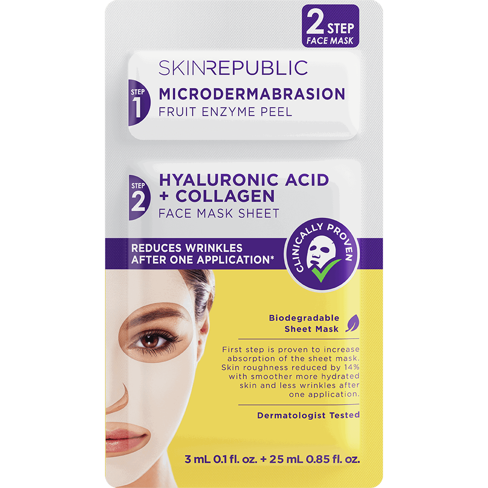 SKIN REPUBLIC 2 Step Hyaluronic Acid + Collagen Face Mask