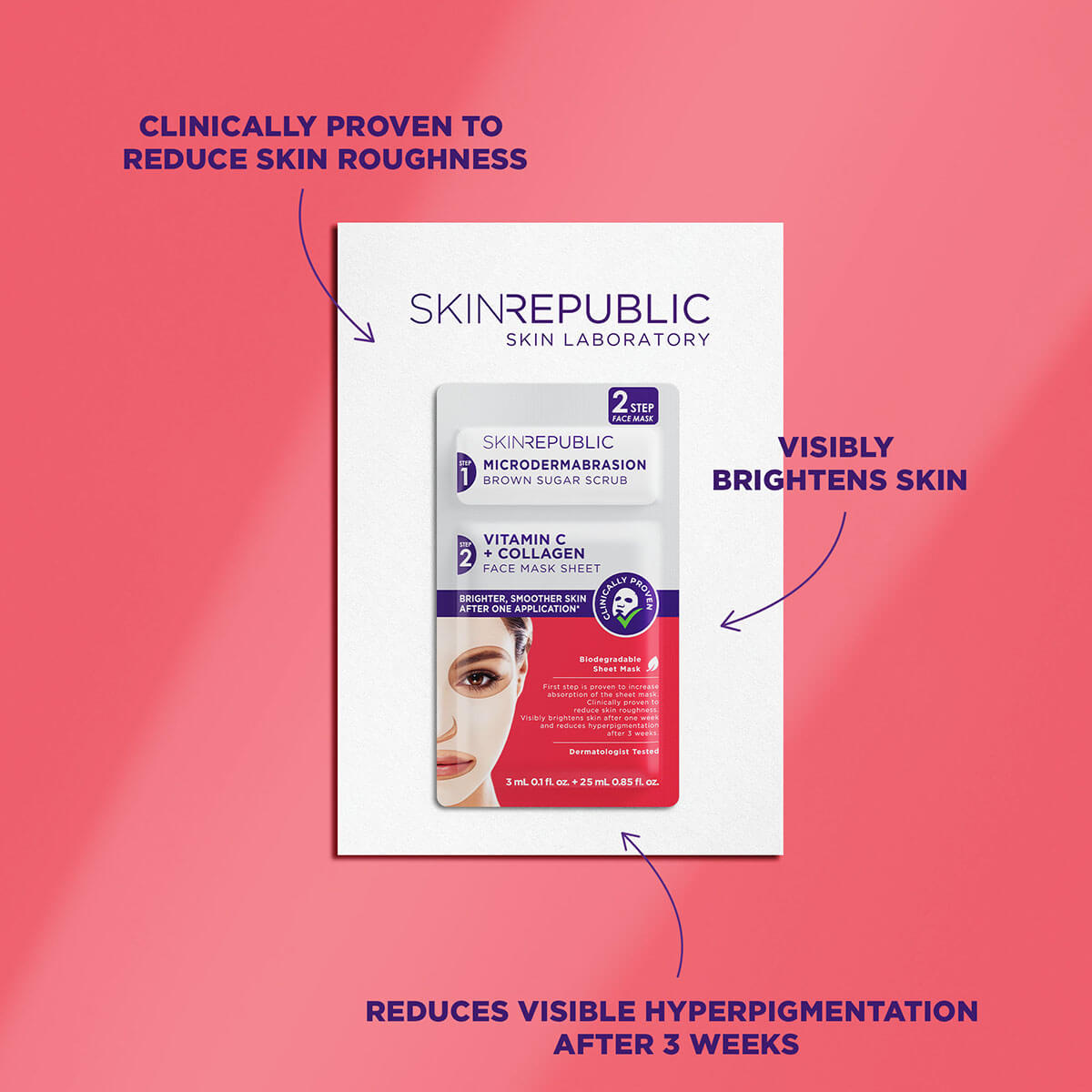 SKIN REPUBLIC 2 Step Brightening Vitamin C + Collagen Face Mask