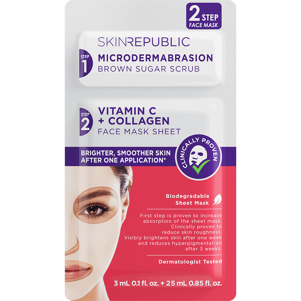 SKIN REPUBLIC 2 Step Brightening Vitamin C + Collagen Face Mask