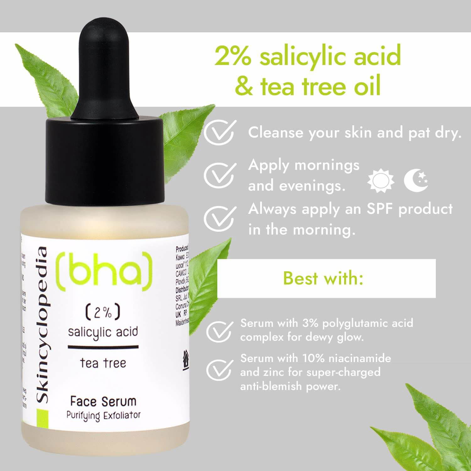 SKINCYCLOPEDIA Face Serum 2% Salicylic Acid + Tea Tree Oil